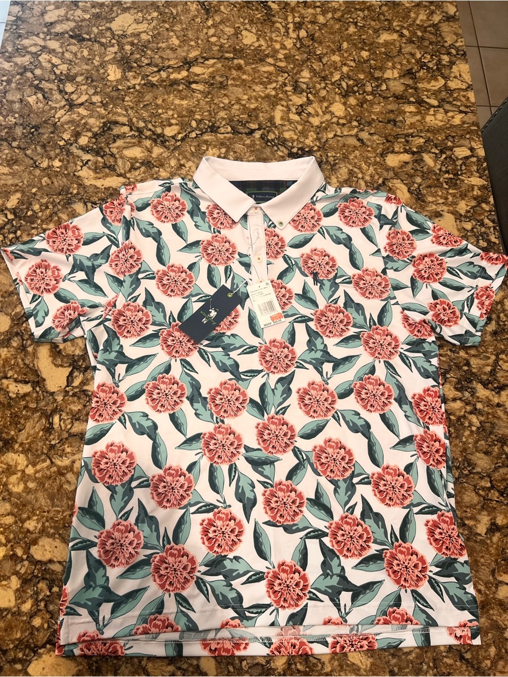 NWT William Murray Polo Men’s Large White Performance Tropical Mums